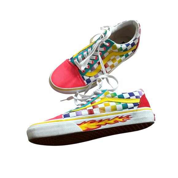 CUSTOM RARE Vans Multicolor Check w/ Flame Sole- One of One - Women's 9 Y2K - Picture 1 of 8